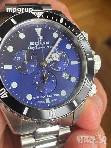 Продавам EDOX SKY DIVER 70'S CHRONOGRAPH 44MM MEN'S WATCH, снимка 8 - Мъжки - 52352213
