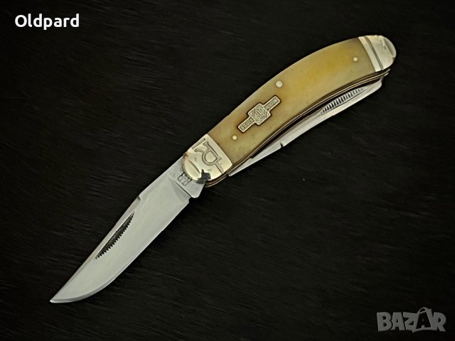 Колекционерски сгъваем джобен нож (Sowbelly Trapper Bone).RR1908