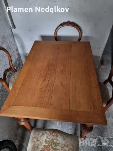 Дървена маса плюс четири стола., снимка 2 - Маси - 47592064