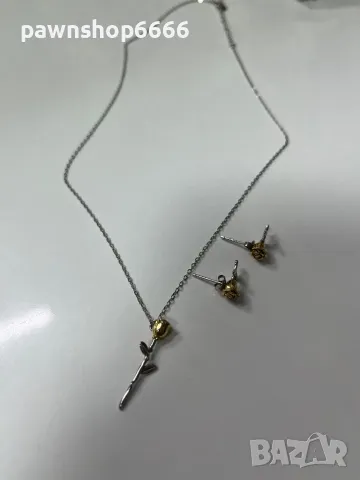 Сребърно колие и обеци „Роза“ , снимка 14 - Колиета, медальони, синджири - 49218187