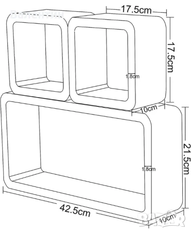 Комплект от 3 стенни рафта, снимка 3 - Етажерки - 51147785