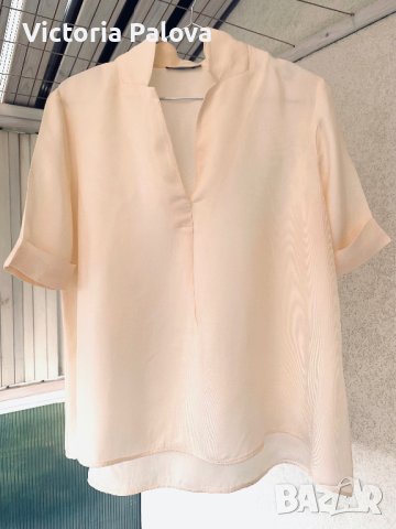 COS Швеция интересна блуза кроп-камбанка кайсиев цвят, снимка 10 - Корсети, бюстиета, топове - 42363326