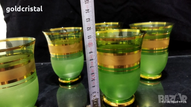 стари стъклени чаши и кана Чехословакия , снимка 2 - Антикварни и старинни предмети - 52261970