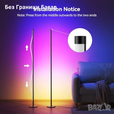 Нови 2 броя LED ъглови лампи с приложение, 16М цвята, парти и гейминг осветление, снимка 7 - Други - 51767836