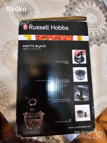 Чопър Russell Hobbs Matte Black – мини кухненски чопър 200W, снимка 4 - Чопъри и пасатори - 53767000