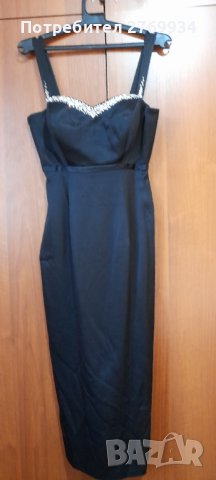 Нова черна елегантна рокля размер S/M, снимка 4 - Рокли - 41896250