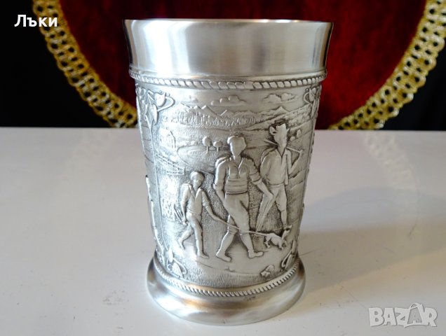 Чаша от калай за вино,картини Къмпинг,излет. , снимка 2 - Антикварни и старинни предмети - 44231741