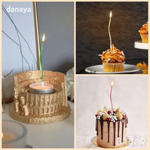 5756 Комплект шарени спираловидни свещи за торта, 6 броя, снимка 3 - Други стоки за дома - 49147325