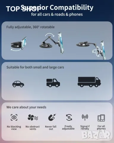 JOYEKY Супер магнитна стойка за автомобил за телефон iPhone, Huawei, снимка 6 - Аксесоари и консумативи - 49546342