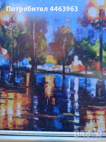 гоблен ,,Нощен дъжд в Париж " 33/27 см, по картината на Л.Афремов, снимка 10 - Гоблени - 51343575