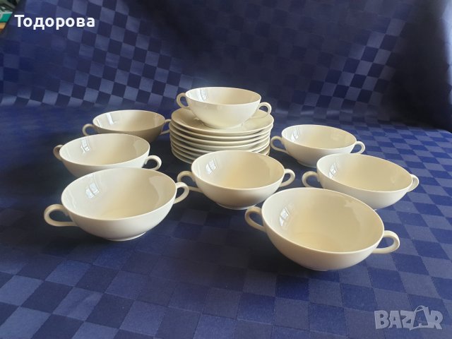 Порцеланови немски чаши-купи с две дръжки и подложни чинии - 8 комплекта- Бавария, снимка 7 - Сервизи - 41566432