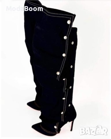 Ботуши на ток - Деним , снимка 3 - Дамски ботуши - 42639338