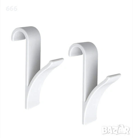 Комплект 4 куки за радиатор, пластмаса, бял, 2.5х10.5х7см