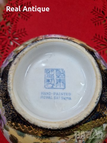 Уникална антикварна японска порцеланова купа Royal Satsuma , снимка 7 - Антикварни и старинни предмети - 41978942