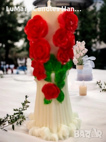 Свещ “ Шепот на рози “, снимка 4 - Декорация за дома - 53225189