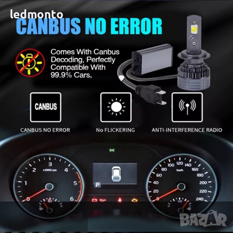 XHP 50 LED лед крушки h7 h4 hb3 hb4 h1 110W led н7 н4 н1, снимка 4 - Части - 39271669