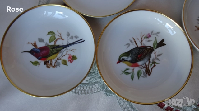 Винтидж! Комплект от шест чинийки с птици - Furstenberg , снимка 3 - Декорация за дома - 51781632