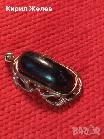 ЗЛАТНО ДУБЛЕ ПОЗЛАТЕН АРТ ДЕКО МЕДАЛЬОН с ЧЕРЕН ОНИКС 9694, снимка 6 - Колиета, медальони, синджири - 29572527