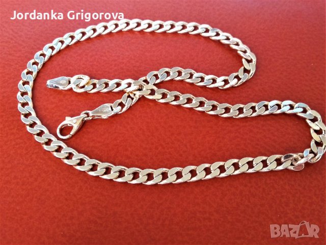 Позлатен сребърен ланец, снимка 2 - Колиета, медальони, синджири - 41064595