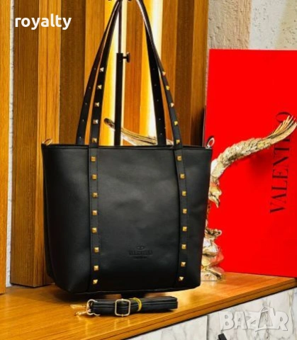 Valentino Нова Черна Кожена Дамска Чанта Валентино