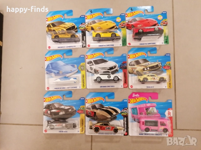 Hot Wheels Ferrari F40 Competizione, Bentley GT3, Audi 90 quattro, RX-3, Civic Type R, Charger Dayto