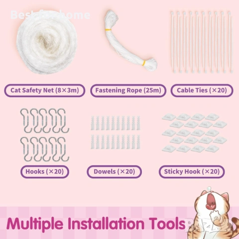 Мрежа за тераса за котки Nobleza 8 x 3 м, снимка 5 - За котки - 53175146