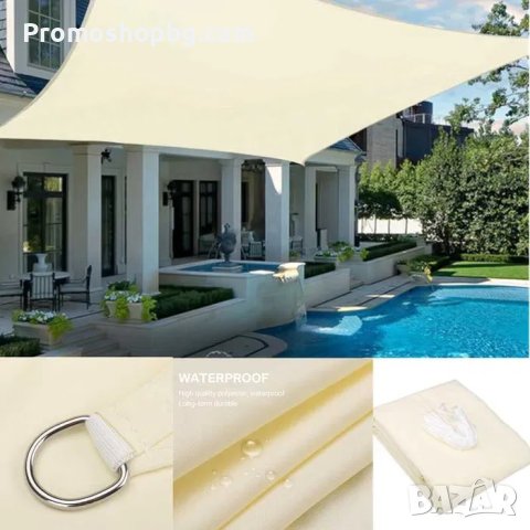 Квадратна тента с UV защита/ сенник - платно за плътна сянка 3.6 х 3.6 м за 13кв.м сянка, снимка 5 - Други - 41482553