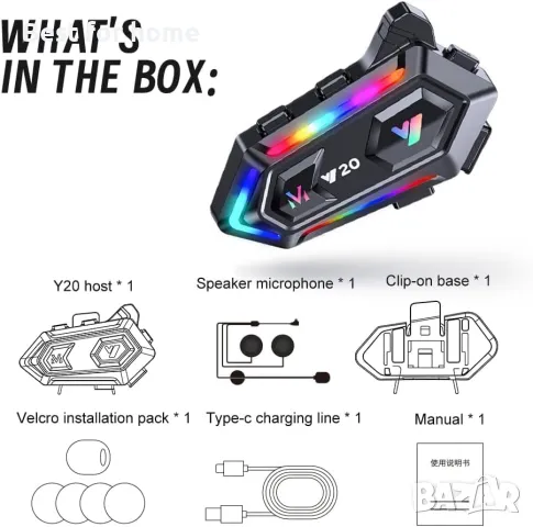 Bluetooth слушалка за мотоциклетна каска WNJACO Y20, снимка 2 - Аксесоари и консумативи - 48457865