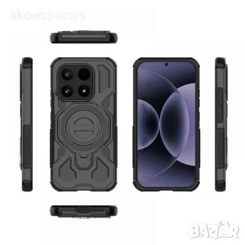 WANLONFENG KJ Калъф за Xiaomi 17 - PC+TPU, Скрита стойка, 2 стъкла, Голям отвор за камера, 4 цвята, снимка 7 - Резервни части за телефони - 53800540