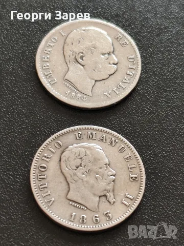 1 лира 1863 и 1884 год, сребро,835/1000, снимка 3 - Нумизматика и бонистика - 55728228