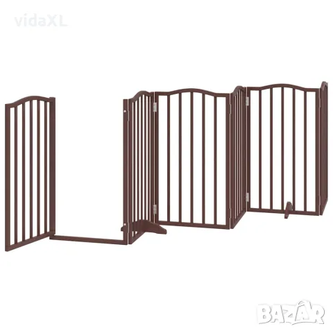 vidaXL Сгъваема преграда за куче с врата 9 панела кафява 450 см топола, снимка 5 - За кучета - 56146655
