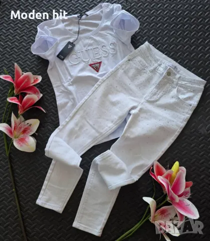 Последни бройки! Guess тениска в комплект с дънки с камъни , снимка 1