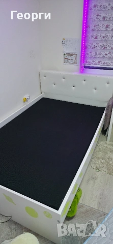 Легло 120см. на 200 см. с кожена табла, снимка 4 - Спални и легла - 53488796