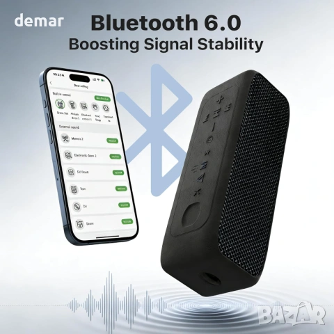 JUOVI Bluetooth 6.0 високоговорител, 20W стерео звук, IP68, TWS сдвояване, снимка 3 - Bluetooth тонколони - 53720025