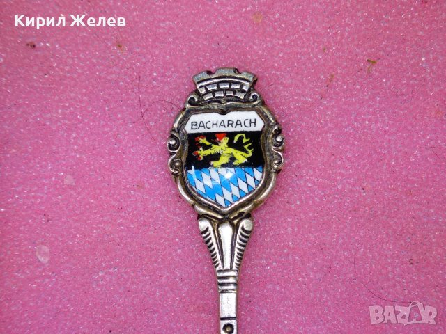 BACHARACH СТАРА НЕМСКА КОЛЕКЦИОНЕРСКА ЕМАЙЛИРАНА СРЕБЪРНА ЛЪЖИЧКА За КАФЕ СРЕБРО 800 REU ПРОБА 42991, снимка 6 - Колекции - 44375245