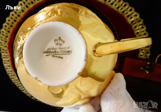 Чаша с чиния баварски порцелан 24 k Gold. , снимка 8 - Чаши - 42310243