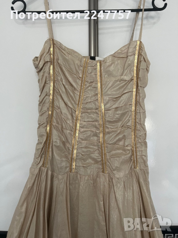 Златиста къса рокля размер S, снимка 2 - Рокли - 36243016