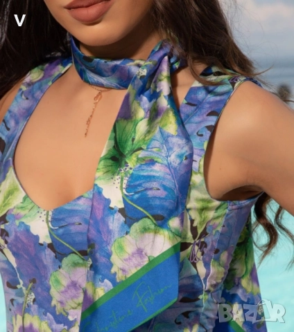 Дамска къса лятна ефирна плажна рокля сандали естествена кожа платформа очила , снимка 5 - Рокли - 51472008