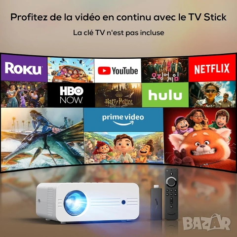 4K Мултимедиен Проектор AKIYO O7, Native 1080P, WiFi 6, Bluetooth 5.2 + Статив, снимка 6 - Плейъри, домашно кино, прожектори - 53314333