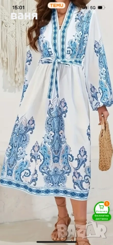 Рокля  в бяло и синьо Нова, снимка 2 - Рокли - 51856953
