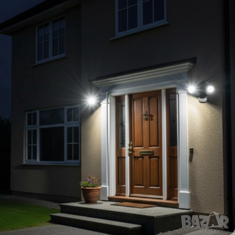 LED външна лампа със сензор за движение, 16W 1900LM 5000K дневна светлина, IP65 водоустойчиви прожек, снимка 7 - Други - 51852442