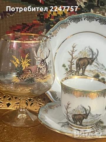 Сет порцелан с ловен мотив, снимка 2 - Антикварни и старинни предмети - 53032086