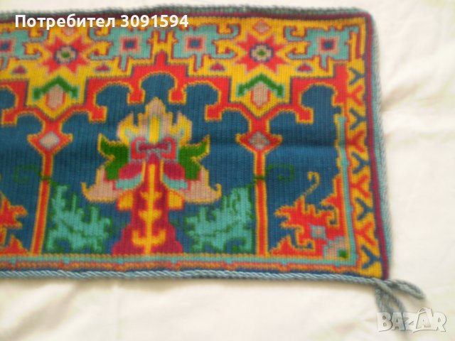 19ти век Ръчно плетена Възглавница многоцветни вълнени конци, снимка 4 - Антикварни и старинни предмети - 39496037