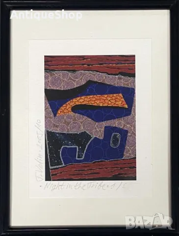 Картина, нощ, племе, репродукция, фотографски печат, Тодор, Велин, Todor Velin, аборигенска, живопис