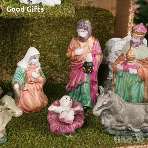 LED Коледна украса, Голяма Светеща Коледна ясла с 11 фигури, 47см, снимка 3 - Декорация за дома - 42702925