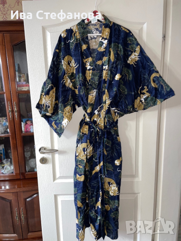 Оригинално тип халат дълго ново японско автентично кимоно памук памучно дракон , снимка 3 - Рокли - 44585759