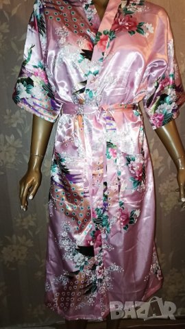 Нов сатенен розов халат тип кимоно М, Л, снимка 1