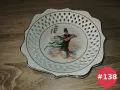 Китайска фруктиера / чиния от ажурен (рязан) порцелан с позлата, снимка 1