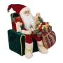 Реалистична коледна фигура Дядо Коледа в фотьойл с подаръци, звук и LED светлини, снимка 3
