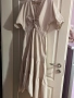 Нова 100 % памук памучна елегантна дълга рокля бежова волани къдри , снимка 5